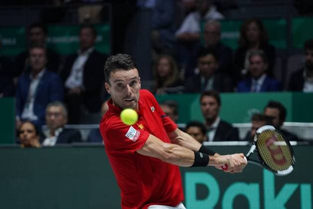 Roberto Bautista of Spain in action during the Final match between Spain and Canada of Davis Cup by Rakuten Madrid Finals 2019 at Caja Magica on November 24, 2019 in Madrid, Spain. Cordon Press