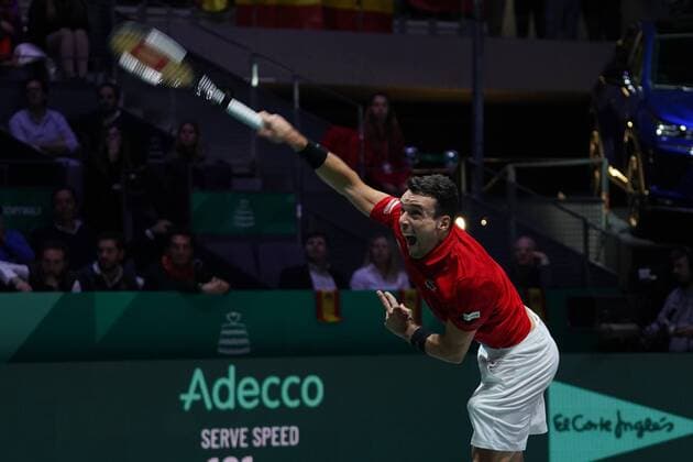 Roberto Bautista of Spain in action during the Final match between Spain and Canada of Davis Cup by Rakuten Madrid Finals 2019 at Caja Magica on November 24, 2019 in Madrid, Spain. Cordon Press