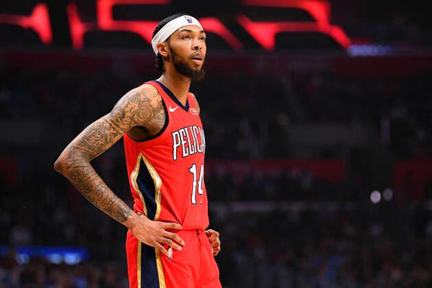 LOS ANGELES, CA - NOVEMBER 24: New Orleans Pelicans Forward Brandon Ingram (14) looks on during a NBA, Basketball Herren, USA game between the New Orleans Pelicans and the Los Angeles Clippers on November 24, 2019 at STAPLES Center in Los Angeles, CA. (Photo by Brian Rothmuller Icon Sportswire) NBA: NOV 24 Pelicans at Clippers Icon191124015