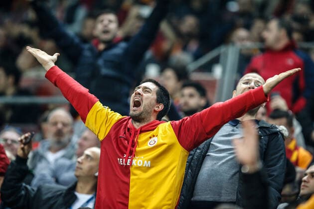Galatasaray s supporter pictured at the start of a game between Turkish club Galatasaray and Belgian soccer team Club Brugge, Tuesday 26 November 2019 in Istanbul, Turkey, fifth match in Group A of the UEFA Champions League. BRUNOxFAHY  x05713670x