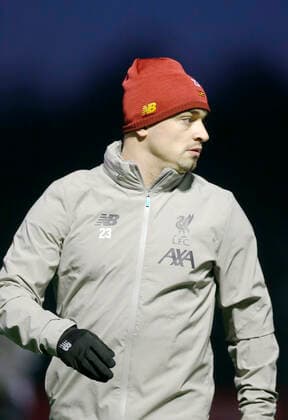 26th November 2019; Anfield, Liverpool, Merseyside, England; UEFA Champions League, Liverpool versus Napoli, Liverpool training ; Xherdan Shaqiri of Liverpool during today s open training session at the club s Melwood training ground ahead of tomorrow s Champions League group match against SSC Napoli  ActionPlus12191288 AlanxMartin