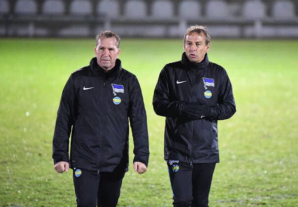 Fussball, Herren, 1. Bundesliga, Saison 2019 2020, PK Hertha BSC, v. l. Torwart-Trainer Andreas Köpke (Hertha BSC), Trainer Jürgen Klinsmann (Hertha BSC), 27.11. 2019, Copyright: xMatthiasxKochx