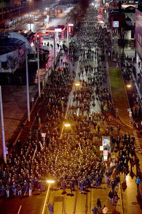 SOCCER - EL, WAC vs Gladbach GRAZ,AUSTRIA,28.NOV.19 - SOCCER - UEFA Europa League, group stage, WAC Wolfsberg vs Borussia Moenchengladbach. Image shows fans of Gladbach. GEPAxpictures xMichaelxRiedler