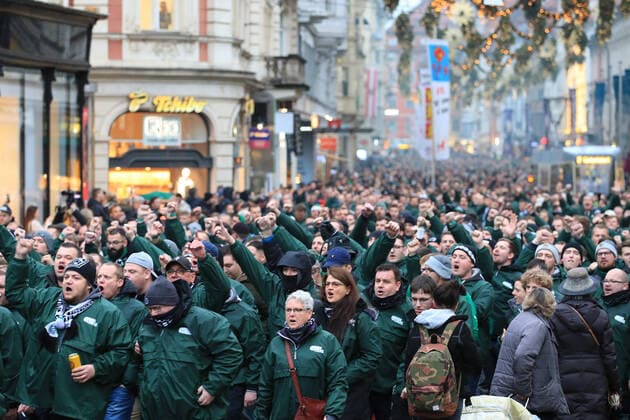 SOCCER - EL, WAC vs Gladbach GRAZ,AUSTRIA,28.NOV.19 - SOCCER - UEFA Europa League, group stage, WAC Wolfsberg vs Borussia Moenchengladbach. Image shows fans of Gladbach. GEPAxpictures xMarioxBuehner