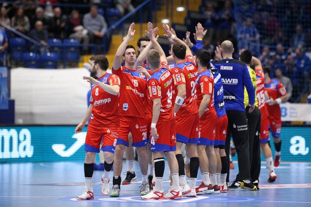 HBW Balingen-Weilstetten beim Einlaufen GER, Handball, 1. Bundesliga, TBV Lemgo Lippe gegen HBW Balingen-Weilstetten, 28.11.2019 Lemgo Copyright: xStrohdiekx Eibner-Pressefotox EP_jsk