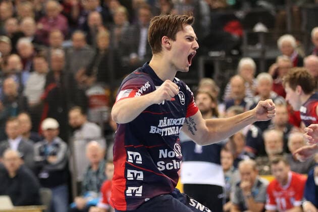 SG Flensburg-Handewitt vs Bergischer HC, LIQUI-MOLY Handball Bundesliga, 28.11.19; Flensburg Magnus Roed (SG Flensburg-Handewitt, 77) jubelt Copyright: xBEAUTIFULxSPORTS MarioxM.xKobergx