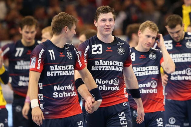 SG Flensburg-Handewitt vs Bergischer HC, LIQUI-MOLY Handball Bundesliga, 28.11.19; Flensburg Freude bei der Mannschaft Copyright: xBEAUTIFULxSPORTS MarioxM.xKobergx