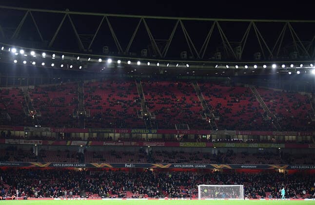 28.11.2019, xkvx, Fussball Europa League, Arsenal London - Eintracht Frankfurt emspor, v.l. leeres Stadion (DFL DFB REGULATIONS PROHIBIT ANY USE OF PHOTOGRAPHS as IMAGE SEQUENCES and or QUASI-VIDEO) London