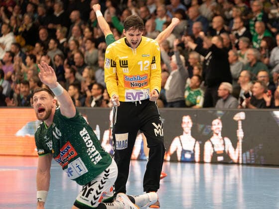 Daniel Rebmann (Frisch Auf Goeppingen 12) und Jacob Bagersted (Frisch Auf Goeppingen 14), Frisch Auf Göppingen vs. HSG Wetzlar, 1. Bundesliga, Handball, Herren, 28.11.2019 Frisch Auf Göppingen vs. HSG Wetzlar, 1. Bundesliga, Handball, Herren, 28.11.2019 Göppingen Copyright: xEibner-Pressefotox EP_mst