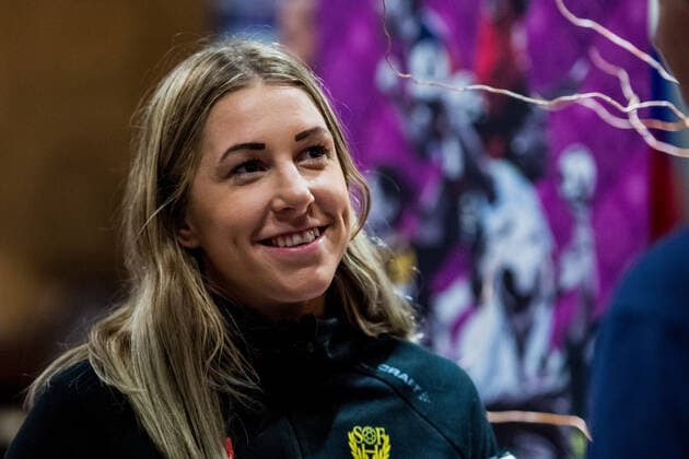 191129 Melissa Petren of Sweden is interviewed by the media during a press meeting ahead of the Women s World Handball Championship on November 29, 2019 in Kumamoto. Photo: Ludvig Thunman BILDBYRAN kod LT 35686 bbeng dam women handball handboll world handball championship 2019 sweden press meeting Copyright: LUDVIGxTHUNMAN BB191129LT024