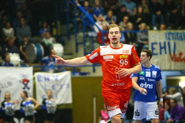 Tim Zechel (Essen) Handball 2.Liga 2019 20 EHV Aue - TuSEM Essen 34:28 am 29.11.2019 EHV Aue - TuSEM Essen