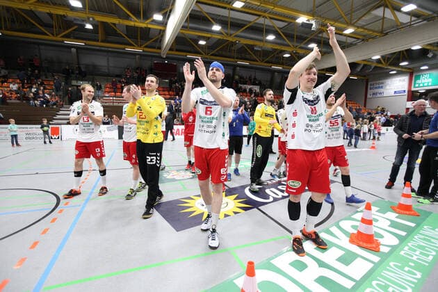 Siegesjubel bei ASV Hamm-Westfalen GER, Handball, 2. Bundesliga, TuS N-Luebbecke gegen ASV Hamm-Westfalen, 29.11.2019 Luebbecke Copyright: xStrohdiekx Eibner-Pressefotox EP_jsk
