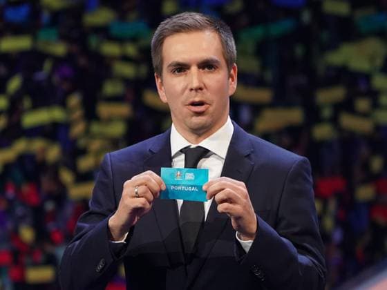 Philipp Lahm zieht Portugal in die deutsche Gruppe F - 30.11.2019: UEFA EURO2020 Auslosung, Romexpo Bukarest, DISCLAIMER: UEFA regulations prohibit any use of photographs as image sequences and or quasi-video.