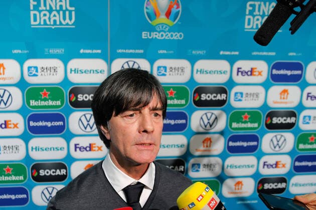 (191201) -- BUCHAREST, Dec. 1, 2019 -- Head coach of Germany Joachim Loew talks to the media during the draw of the UEFA EURO, EM, Europameisterschaft,Fussball 2020 soccer tournament finals in Bucharest, capital of Romania, Nov. 30, 2019. (Photo by Cristian Xinhua) (SP)ROMANIA-BUCHAREST-SOCCER-UEFA EURO 2020 FINAL DRAW Cristel 
