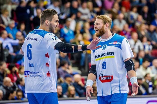 Weiss, Dominik (TVB Stuttgart 6) Spaeth, Manuel (TVB Stuttgart 9) TVB 1898 Stuttgart - HSG Nordhorn Lingen HBL LIQUI MOLY 1.Handball-BundesligaSCHARRena Stuttgart Baden-Wuerttemberg Deutschland . 01.12.19 Handball 15. Spieltag , Baden Wuerttemberg Deutschland