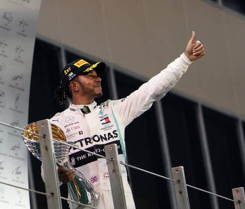 FORMULA 1 ETIHAD AIRWAYS ABU DHABI GRAND PRIX 2019 01.12.2019, Yas Marina Circuit, Abu Dhabi, FORMULA 1 ETIHAD AIRWAYS ABU DHABI GRAND PRIX 2019 , im Bild Podium: Sieger Lewis Hamilton (GB 44), Mercedes-AMG Petronas Motorsport