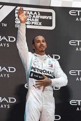 01.12.2019, xekx, Motorsport FIA, Formel 1 Großer Preis von Abu Dhabi - Rennen 2019 emspor, 1. Platz, Sieger, Lewis Hamilton (Mercedes-AMG Petronas) (DFL DFB REGULATIONS PROHIBIT ANY USE OF PHOTOGRAPHS as IMAGE SEQUENCES and or QUASI-VIDEO) Abu Dhabi