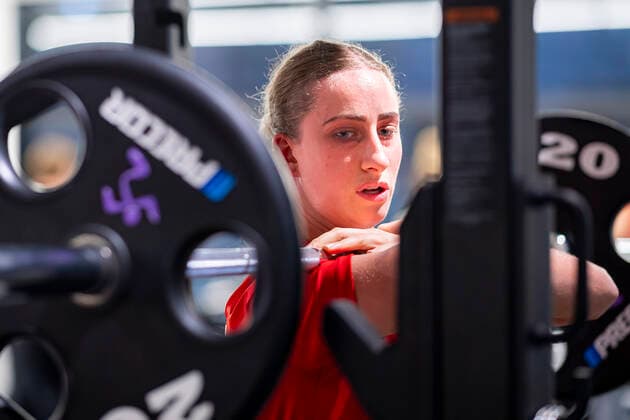 Handball, Frauen: WM 2019, Vorrunde, Gruppe B, Media Day - Krafttraining - Deutschland Mia Zschocke (Deutschland Leverkusen) Yamaga City Kumamoto Japan