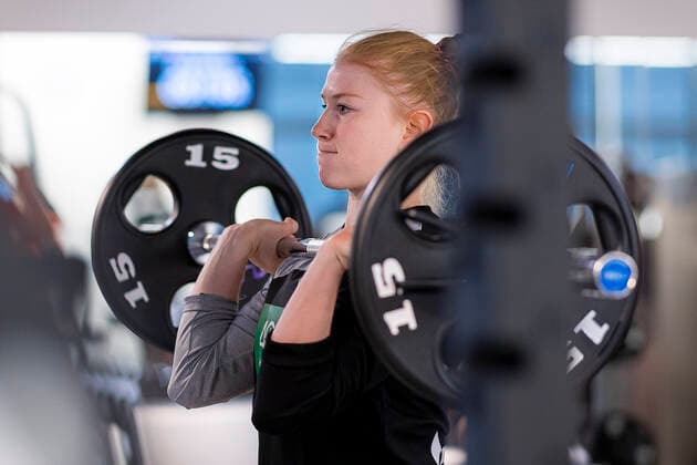 Handball, Frauen: WM 2019, Vorrunde, Gruppe B, Media Day - Krafttraining - Deutschland Meike Schmelzer (Deutschland Thueringer HC) Yamaga City Kumamoto Japan