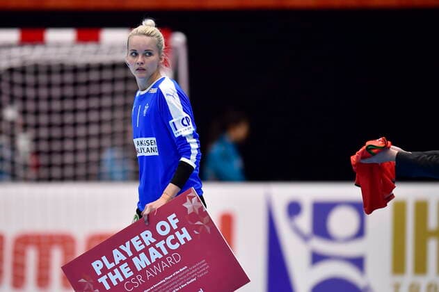 Sandra Toft blev kaaret til kampens spiller da Danmark moeder Tyskland, i den indledende runde i Gruppe B, under Kvindernes Haandbold VM i Kumamoto Prefectural Gymnasium i Japan, tirsdag den 3. december 2019. , Kumamoto Denmark Copyright: BoxAmstrupx COP222 spdk20191203-141634-L