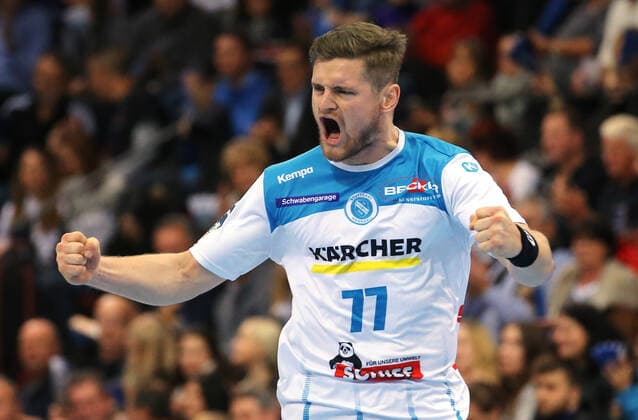 BAU 03.12.2019 Stuttgart Handball TVB Stuttgart vs. THW Kiel, David Schmidt (TVB) jubelt und ballt die Fäuste