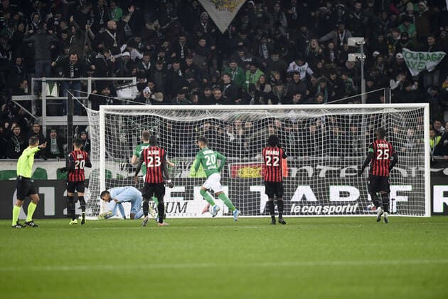 20 DENIS BOUANGA (ASSE) - PENALTY - BUT - JOIE FOOTBALL : Saint Etienne vs Nice - Ligue 1 Conforama - 04 12 2019 AnthonyBIBARD FEP Panoramic 