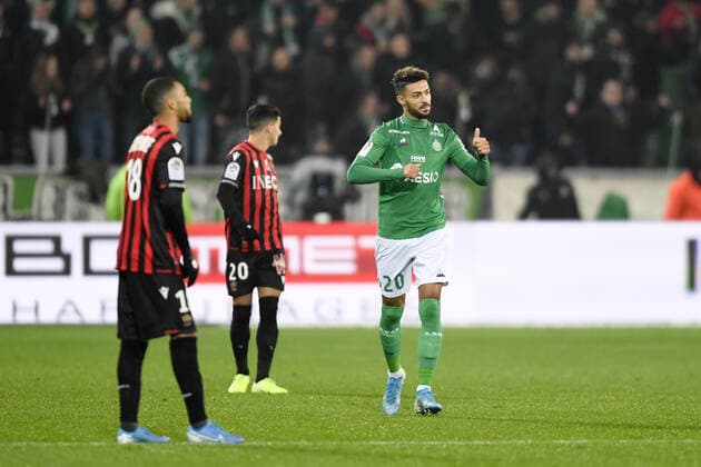 JOIE - 20 DENIS BOUANGA (ASSE) FOOTBALL : Saint Etienne vs Nice - Ligue 1 Conforama - 04 12 2019 AnthonyBIBARD FEP Panoramic 