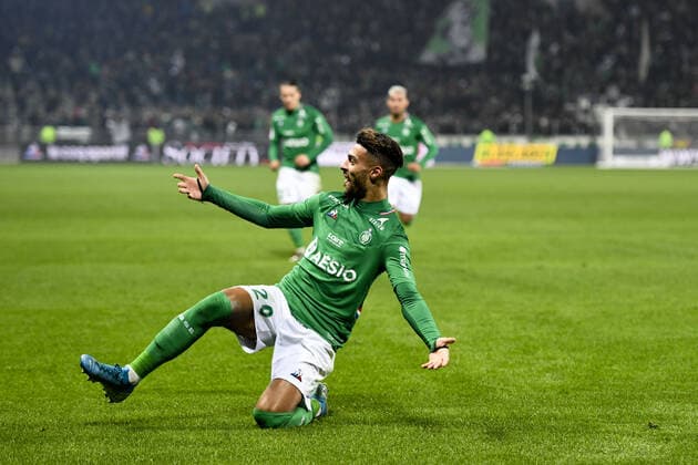 JOIE - 20 DENIS BOUANGA (ASSE) FOOTBALL : Saint Etienne vs Nice - Ligue 1 Conforama - 04 12 2019 AnthonyBIBARD FEP Panoramic 