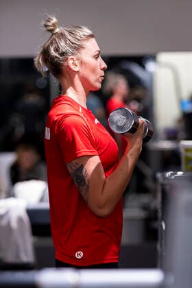 Sport Bilder des Tages Handball, Frauen: WM 2019, Vorrunde, Gruppe B, Media Day - Krafttraining - Deutschland Luisa Schulze (Deutschland Bietigheim) Yamaga City Kumamoto Japan