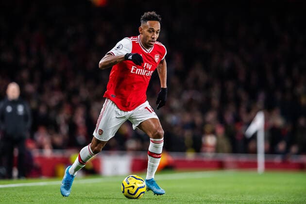 191205 Pierre-Emerick Aubameyang of Arsenal during the Premier League football match between Arsenal and Brighton & Hove Albion on December 5, 2019 in London. Photo: Vegard Wivestad Grott BILDBYRAN kod VG 170447 bbeng football fotboll fotball premier league arsenal brighton brighton & hove albion Copyright: VEGARDxWIVESTADxGRoTT BB191205VG013