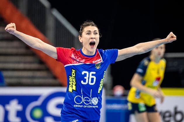 191206 Luliia Managarova of Russia celebrates during the Women s World Handball Championship match between Russia and Sweden on December 6, 2019 in Kumamoto. Photo: Ludvig Thunman BILDBYRAN kod LT 35695 bbeng dam women handball handboll world handball championship 2019 sverige sweden ryssland russia jubel celebration Copyright: LUDVIGxTHUNMAN BB191206LT019