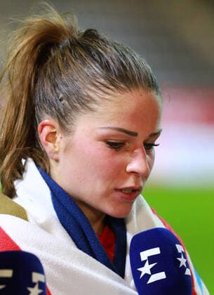 Melanie Leupolz (FC Bayern München) im Eurosport Interview Frauenfussball 1. BL Campus 06.12.2019 FC Bayern München - SC Freiburg