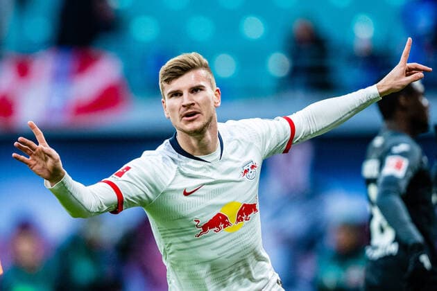 Jubel Timo Werner ( 1 RB Leipzig) zum 1:0 Tor waehrend der Saison 2019-2020 in der 1. Fussball Bundesliga (Herren) zwischen RB Leipzig und TSG 1899 Hoffenheim in der Red Bull Arena am 7. December 2019 in Leipzig, Sachsen (Saxony), Deutschland (Germany) (DFL REGULATIONS PROHIBIT ANY USE OF PHOTOGRAPHS AS IMAGE SEQUENCES AND OR QUASI-VIDEO)