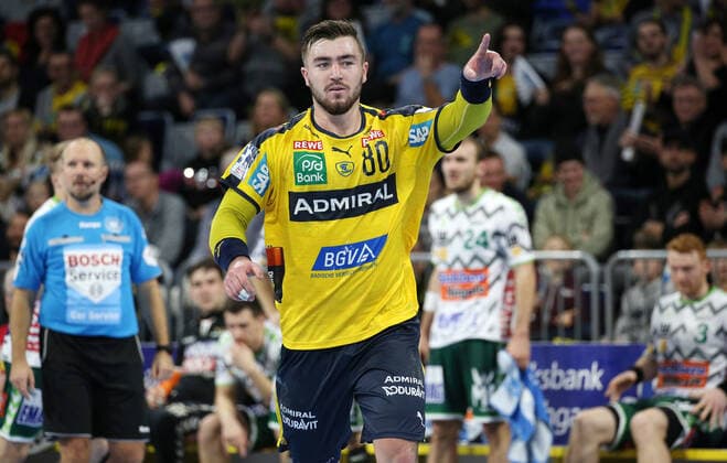Handball, 1. Bundesliga: Rhein-Neckar-Löwen - Frisch Auf Göppingen, 16. Spieltag am 08.12.2019, Saison 2019 20, ZmdZ, torjubel, Jannik Kohlbacher (80, Rhein Neckar Löwen), Rhein-Neckar-Löwen - Frisch Auf Göppingen