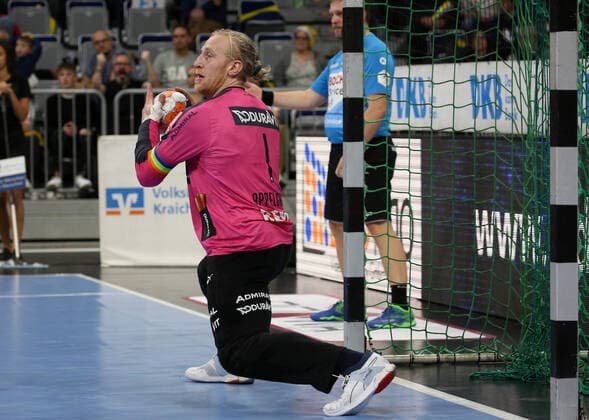 Handball, 1. Bundesliga: Rhein-Neckar-Löwen - Frisch Auf Göppingen, 16. Spieltag am 08.12.2019, Saison 2019 20, ZmdZ, Mikael Appelgren (1, Torwart, Rhein Neckar Löwen), Rhein-Neckar-Löwen - Frisch Auf Göppingen