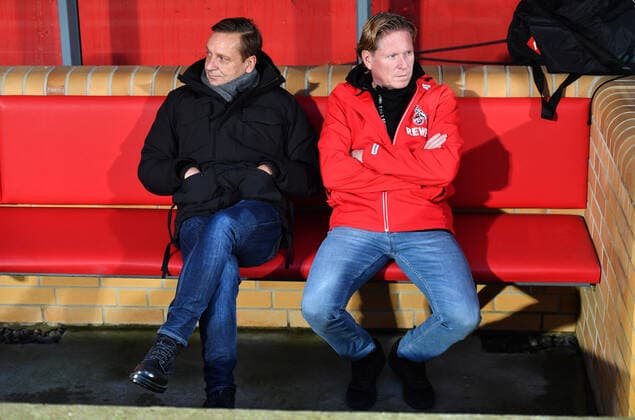 Markus Gisdol (Trainer Köln), und Horst Heldt (Geschäftsführer Köln), 1. FC Union Berlin - 1.FC Köln 1.Bundesliga 2019 2020, Saison 2019 2020, Fußball, Fussball, DFL, soccer, Herren, Deutschland, Germany, Berlin, 8.12.2019 Stadion Alte Foersterei DFL REGULATIONS PROHIBIT ANY USE OF PHOTOGRAPHS AS IMAGE SEQUENCES AND OR QUASI-VIDEO