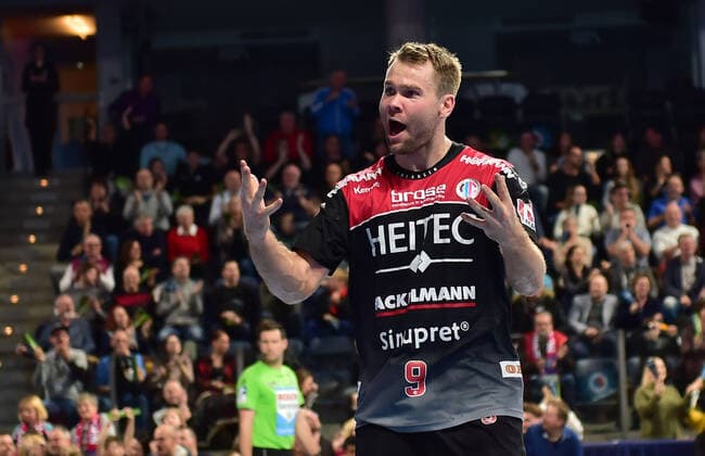 08.12.2019 - Handball - 1. Bundesliga LIQUI MOLY HBL - Saison 2019 2020 - 16.Spieltag: HC Erlangen Metropolregion Nürnberg HCE - SC DHfK Leipzig - OGo - Petter Overby ( 9, HC Erlangen HCE ) Jubel Freude