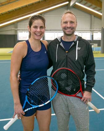 Julia Goerges (GER) mit ihrem Team, Trainer, coach Jens Gerlach und Fitness coach Scott Byrnes Tennis - BTV TennisBase - - BTV TennisBase - Oberhaching - Bayern - Germany - 6 December 2019. Â Copyright: xJuergenxHasenkopfx