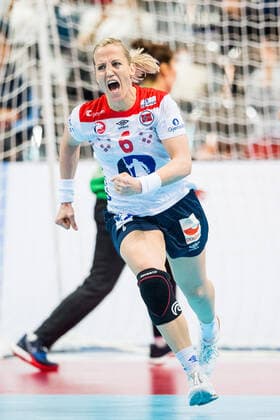 191209 Heidi Loke of Norway celebrates during the Women s World Handball Championship game between South Korea and Norway on December 9, 2019 in Kumamoto. Photo: Daniel Stiller Bildbyran kod DS 59421 bbeng dam women handball handboll world handball championship 2019 norway norge handball vm south korea jubel celebration Copyright: DANIELxSTILLER BB191209DS024