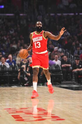 LOS ANGELES, CA - NOVEMBER 22: Houston Rockets Guard James Harden (13) brings the ball up the court during a NBA, Basketball Herren, USA game between the Houston Rockets and the Los Angeles Clippers on November 22, 2019 at STAPLES Center in Los Angeles, CA. (Photo by Brian Rothmuller Icon Sportswire) NBA: NOV 22 Rockets at Clippers Icon191122130