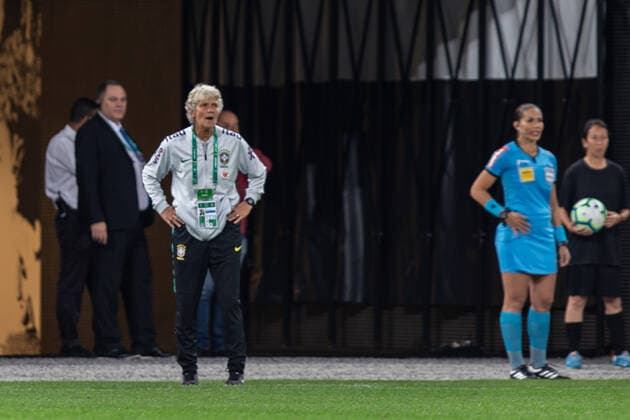 Brasil x México SÃO PAULO, SP - 12.12.2019: BRASIL X MÉXICO - Pia Sundhage technique guides the team. The Brazilian women& 3soccer tea team welcomes the Mexican team in a friendly match on the night of Thay, December 12. The match tch took place at the Corinthians Arena in Sao Paulo. (Photo: Van Campos Fotoarena) x1846723x  VanxCampos
