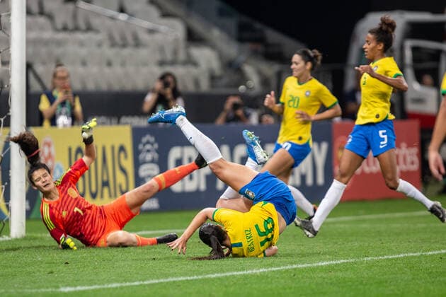 Brasil x México SÃO PAULO, SP - 12.12.2019: BRASIL X MÉXICO - Bia Zanerato makes the last goal of the national team, Nationalteam The Brazilian women& 39occer tea team welcomes the Mexican team in a friendly match on night of Thursday, December 12. The match toh took place at the Corinthians Arena in Sao Paulo. (Photo: Van Campos Fotoarena) x1846764x  VanxCampos
