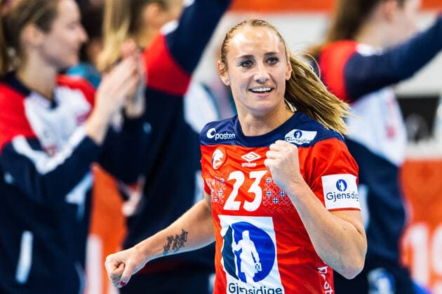 191213 Camilla Herrem of Norway celebrates during the Women s World Handball Championship semifinal between Norway and Spain on December 13, 2019 in Kumamoto. Photo: Daniel Stiller Bildbyran kod DS 59429 bbeng dam women handball handboll world handball championship 2019 handball norway norge vm spain spanien jubel Copyright: DANIELxSTILLER BB191213DS089