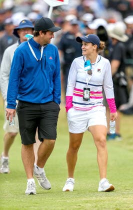 GOLF PRESIDENTS CUP, Women s Tennis No.1 Ash Barty followed Adam Scott during the Saturday four-ball matches on day three of the 2019 Presidents Cup golf tournament at the Royal Melbourne Golf Club in Melbourne, Saturday, December 14, 2019. ( NO ARCHIVING, EDITORIAL USE ONLY, NO USE IN BOOKS WITHOUT CONSENT MELBOURNE VIC AUSTRALIA  Copyright: xTIMxCARRAFAx 20191214001437894641