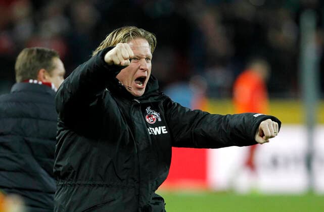 Bilder des Jahres 2019, Sport 12 Dezember Köln, RheinEnergieStadion, 14.12.19: Trainer Markus Gisdol (Köln) jubelt nach dem 2:0 Tor von Sebastian Bornauw im Spiel der 1. Bundesliga zwischen 1.FC Köln vs. Bayer 04 Leverkusen in der Saison 2019 2020. DFL regulations prohibit any use of photographs as image sequences and or quasi-video. *** Cologne, RheinEnergieStadion, 14 12 19 Trainer Markus Gisdol Cologne cheers after Sebastian Bornauws 2-0 goal in the 1 Bundesliga match between 1 FC Köln vs. Bayer 04 Leverkusen in the 2019 season 2020 DFL regulations prohibit any use of photographs as image sequences and or quasi video