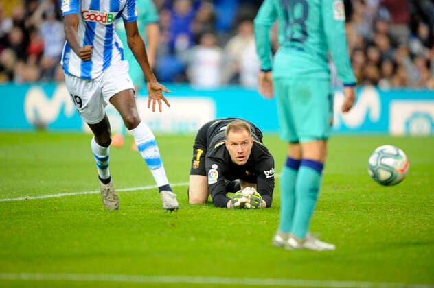 Bilder des Jahres 2019, Sport 12 Dezember Partido de LaLiga Santander entre la Real Sociedad y el Barcelona. En la imagen, Ter Stegen. LaLiga Santander match between Real Sociedad and Barcelona. In this picture, Ter Stegen. 