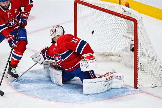 MONTREAL, QC - DECEMBER 14: Montreal Canadiens goalie Carey Price (31) allows a goal during the Detroit Red Wings versus the Montreal Canadiens game on December 14, 2019, at Bell Centre in Montreal, QC (Photo by David Kirouac Icon Sportswire) NHL, Eishockey Herren, USA DEC 14 Red Wings at Canadiens Icon191214008