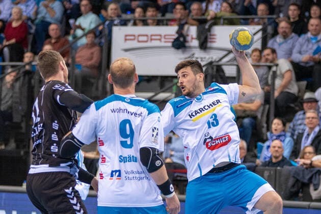 Robert Markotic (TVB 1898 Stuttgart). Deutschland, Stuttgart, 15.12.2019, Haba, Bundesliga: TVB 1898 Stuttgart vs THW Kiel, Porsche-Arena