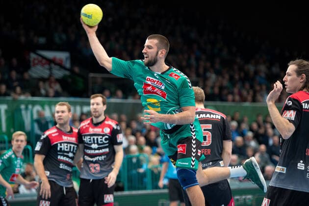 Minden, Deutschland 15.12.2019: 1. Handball-Bundesliga - 2019 2020 - GWD Minden vs. HC Erlangen Lucas Meister (Minden) Minden Nordrhein-Westfalen Deutschland Kampa Halle