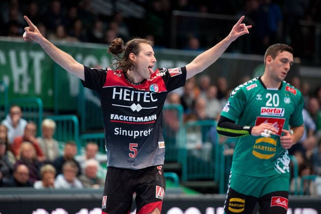 Minden, Deutschland 15.12.2019: 1. Handball-Bundesliga - 2019 2020 - GWD Minden vs. HC Erlangen Johannes Sellin (Erlangen) Minden Nordrhein-Westfalen Deutschland Kampa Halle